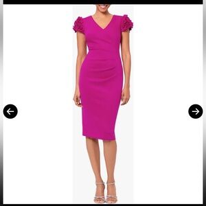 Xscape Women's Fuchsia Floral Sleeve Mini Dress